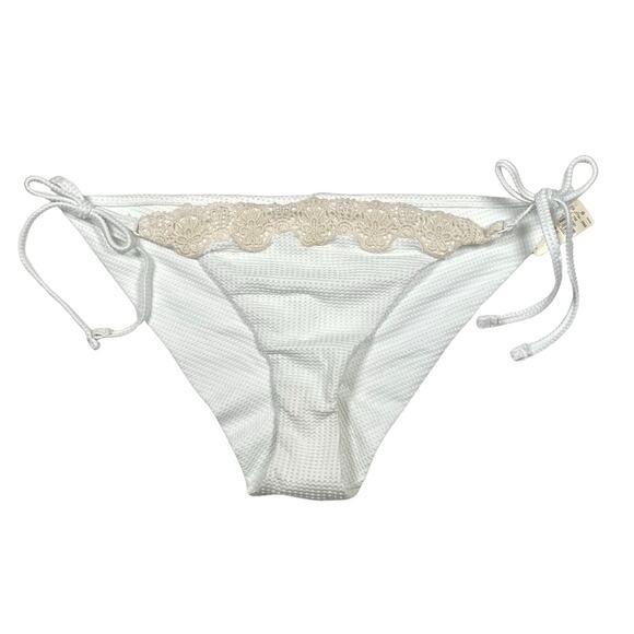 Aerie Bikini Bottoms Womens Size XL Cheekiest NWT White Textured Side Ties - Picture 1 of 6
